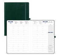 POPRUN Diary 2026 Week to View, 21X29.7CM, 15-Minute Hourly Appointment Book 2 Pages Per Week with PU Leather Softcover,Monthly Tabs,Inner Pocket (Dark Green)