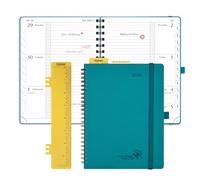 POPRUN Diary 2026 Week to View A5 (22x16.5 cm) Soft Cover Spiral Diary 26 Appointment Horizontal Weekly Work Planner, Monthly Tabs, 100GSM Paper (Pacific Green)