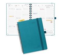 POPRUN Diary 2026 Week to View A5 (22x16.5 cm) Soft Cover Spiral Diary 26 Appointment Vertical Weekly Work Planner, Monthly Tabs, 100GSM Paper (Pacific Green)