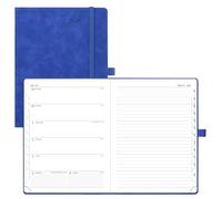POPRUN Diary A5 Week to View 2026 PU Leather Soft Cover Appointment Book 22 x 16.5 cm - 26 Weekly Planner & Notebook in One, Inner Pocket, Monthly Tab (Royal Blue)