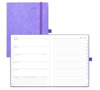 POPRUN Diary A5 Week to View 2026 PU Leather Soft Cover Appointment Book 22 x 16.5 cm - 26 Weekly Planner & Notebook in One, Inner Pocket, Monthly Tab (Lilac)