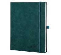 POPRUN Diary Week to View 2026 Large PU Leather Soft Cover Appointment Desk Book 26.5 x 21.5 cm - 26 Weekly Planner & Notebook in One, Inner Pocket, Monthly Tab (Peotrol Green)