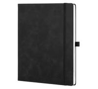 POPRUN Diary Week to View 2026 Large PU Leather Soft Cover Appointment Desk Book 26.5 x 21.5 cm - 26 Weekly Planner & Notebook in One, Inner Pocket, Monthly Tab (Black)