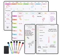 POPRUN Magnetic Calendar Whiteboard for Fridge, A3 Family Weekly & Monthly Planner, Daily Meal Planner Board, To Do List, Dry Erase Fridge Calendar Board Kit Monday to Sunday with 6 Markers (4 Pack)
