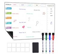 POPRUN Magnetic Weekly Family Planner Whiteboard Calendar for Fridge, A3 Meal Planner Board,Chores Chart for Family and Kids, Fridge Calendar Monday to Sunday, Dry Erase Board for Menu,Memo 43 x 28 cm