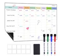 POPRUN Magnetic Whiteboard for Fridge, A3 Chore Chart for Family, Weekly Planner, Family Organiser, Daily Schedules, Reminders, Memos and to Do Lists
