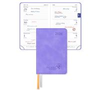 POPRUN Mini Pocket Diary 2026 A7 Week to View 12 x 8 cm, Palm-sized Slimline Calendar 26 Weekly Planner with 70 gsm Paper, PU Leather Soft Cover(Lilac）