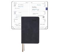 POPRUN Mini Pocket Diary 2026 A7 Week to View 12 x 8 cm, Palm-sized Slimline Calendar 26 Weekly Planner with 70 gsm Paper, PU Leather Soft Cover(Black）