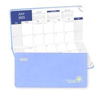 POPRUN Month to View Pocket Academic Diary 2025-2026 17.5x8 cm Slim Purse Size (18-Month: Jul'25 - Dec'26) Monthly Planner For Bag, PU Leather (Cornflower Blue)