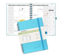 POPRUN Monthly Planner 2025-2026 22x16.5cm (18-Month: Jul'25 - Dec'26) Academic Diary A5 Month to View only Spiral Softcover, Sunday Start, Monthly Tab (Blue Green)