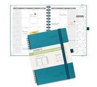 POPRUN Monthly Planner 2025-2026 22x16.5cm (18-Month: Jul'25 - Dec'26) Academic Diary A5 Month to View only Spiral Softcover, Sunday Start, Monthly Tab (Pacific Green)