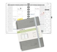 POPRUN Monthly Planner 2025-2026 22x16.5cm (18-Month: Jul'25 - Dec'26) Academic Diary A5 Month to View only Spiral Softcover, Sunday Start, Monthly Tab (Grey)