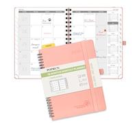 POPRUN Monthly Planner 2025-2026 22x16.5cm (18-Month: Jul'25 - Dec'26) Academic Diary A5 Month to View only Spiral Softcover, Sunday Start, Monthly Tab (Pink)
