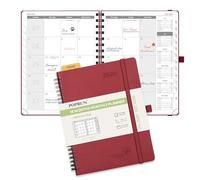 POPRUN Monthly Planner 2025-2026 22x16.5cm (18-Month: Jul'25 - Dec'26) Academic Diary A5 Month to View only Spiral Softcover, Sunday Start, Monthly Tab (Burgundy)