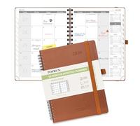 POPRUN Monthly Planner 2025-2026 22x16.5cm (18-Month: Jul'25 - Dec'26) Academic Diary A5 Month to View only Spiral Softcover, Sunday Start, Monthly Tab (Brown)
