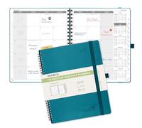 POPRUN Monthly Planner 2025-2026 26.5x21.5cm (18-Month: Jul'25 - Dec'26) Academic Diary Month to View only Spiral Softcover, Sunday Start, Monthly Tab (Pacific Green)