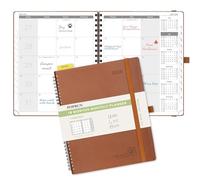 POPRUN Monthly Planner 2025-2026 26.5x21.5cm (18-Month: Jul'25 - Dec'26) Academic Diary Month to View only Spiral Softcover, Sunday Start, Monthly Tab (Brown)