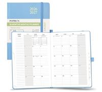 POPRUN Monthly Planner 2026-2027, Medium-6.25'' x 8.5'', 18-Month Calendar Book (Jan.26 - Jun.27), Calendar Planner with Monthly Tabs, Storage Pocket, Hardcover, 100 GSM Paper - Haze Blue