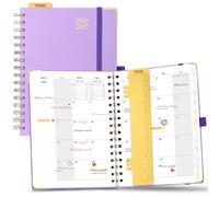 POPRUN Monthly Planner 2026-2027 Spiral Hardcover (5.5'' x 8.5''), 18 Months Calendar Book (July 2026 - Dec 2027) - 2 Pages per Month with Dotted Note Pages, Sunday Start, Laminated Tabs - Violet