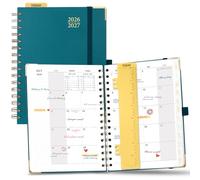 POPRUN Monthly Planner 2026-2027 Spiral Hardcover (5.5'' x 8.5''), 18 Months Calendar Book (July 2026 - Dec 2027) - 2 Pages per Month with Dotted Note Pages, Sunday Start, Laminated Tabs - Pacific