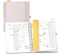 POPRUN Monthly Planner 2026-2027 Spiral Hardcover (7.5'' x 9.75''), 18 Months Calendar Book (July 2026 - Dec 2027) - 2 Pages per Month with Dotted Note Pages, Sunday Start, Laminated Tabs - Light Pink