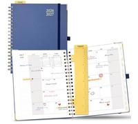 POPRUN Monthly Planner 2026-2027 Spiral Hardcover (7.5'' x 9.75''), 18 Months Calendar Book (July 2026 - Dec 2027) - 2 Pages per Month with Dotted Note Pages, Sunday Start, Laminated Tabs - Navy Blue