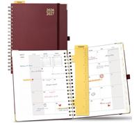 POPRUN Monthly Planner 2026-2027 Spiral Hardcover (7.5'' x 9.75''), 18 Months Calendar Book (July 2026 - Dec 2027) - 2 Pages per Month with Dotted Note Pages, Sunday Start, Laminated Tabs - Burgundy