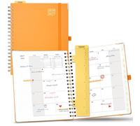 POPRUN Monthly Planner 2026-2027 Spiral Hardcover (7.5'' x 9.75''), 18 Months Calendar Book (July 2026 - Dec 2027) - 2 Pages per Month with Dotted Note Pages, Sunday Start, Laminated Tabs - Orange