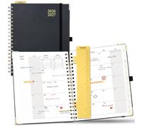 POPRUN Monthly Planner 2026-2027 Spiral Hardcover (7.5'' x 9.75''), 18 Months Calendar Book (July 2026 - Dec 2027) - 2 Pages per Month with Dotted Note Pages, Sunday Start, Laminated Tabs - Black