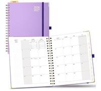 POPRUN Monthly Planner 2026-2027 Spiral Hardcover (8'' x 10''), 18 Months Calendar (Jan.2026-Jun.2027) - 2 Pages per Month with Dotted Note Pages, Sunday Start, Laminated Tab - Violet
