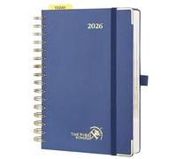 POPRUN Page A Day Diary 2026 A5 Day to Page 26 Spiral Hardcover Daily Planner, Appointment Diary with 30 Minutes Interval, Monthly Tabs (Navy Blue)