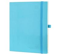 POPRUN Planner 2025-2026 (Large - 8.5'' x 10.5'') Academic Weekly Calendar (July 2025 - June 2026) with Hourly Time Slots, Monthly Tabs, 100GSM Thick Papers, Leather Soft Cover - Blue Green