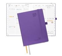 POPRUN Planner 2026-2027, 6.5" x 8.5", Academic Planner 2026-2027 Weekly and Monthly (July 26-June 27) Hourly Appointment Book with Inner Pockets, Leather Soft Cover, 100GSM - Purple