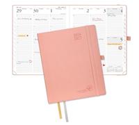 POPRUN Planner 2026-2027, Large-8.5" x 10.5", Academic Planner 2026-2027 Weekly and Monthly (July 26-June 27) Hourly Appointment Book with Inner Pockets, Leather Soft Cover, 100GSM - Pink
