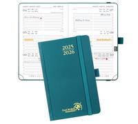 POPRUN Pocket Academic Diary 2025-2026 Small Diary Hardback A6 (16x10.5 cm) Week to View 17 Months (Aug'25 - Dec'26),Mid Year Weekly Planner, Inner Pocket (Pacific Green)