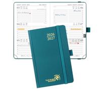 POPRUN Pocket Academic Diary 2026-2027 Small Hardback A6 (16x10.5 cm) Week to View 17 Months (Aug'26 - Dec'27),Mid Year Weekly Planner, Inner Pocket(Pacific Green)