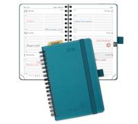 POPRUN Pocket Diary 2026 Week to View A6 (16x10.5 cm) Small Soft Cover Spiral Diary 25 Appointment Weekly Work Planner, Inner Pocket, 100GSM Paper (Pacific Green）