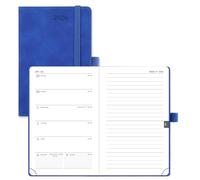 POPRUN Pocket Diary A6 Week to View 2026 PU Leather Soft Cover Appointment Book 16 x 10.5 cm - 26 Small Weekly Planner & Notebook in One, Inner Pocket (Royal Blue)
