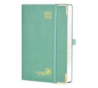 POPRUN Premium 2025-2026 Academic Diary A5 Page a Day - Hardback Mid Year Daily 25/26 Planner (Aug'25 - Jul'26) Day to Page, Monthly Tab, Pen Loop (Midnight Green)