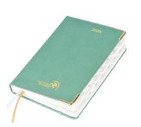 POPRUN Premium 2026 Diary A5 Per Page a Day - Hardback PU Leather Daily 26 Planne, Day to Page Appointment Book with 30 Minutes Interval, Monthly Tab (Midnight Green)