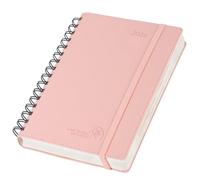 POPRUN Premium Diary 2026 Page A Day A5 Per Day to Page Spiral Soft Cover 26 Daily Planner, Appointment Book with 30 Minutes Interval, Month Tabs (Soft Pink)