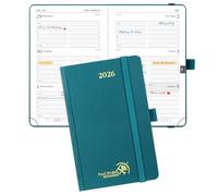 POPRUN Small Diary 2026 Pocket Diary Hardback A6 (16x10.5 cm) Week to View Appointment Diary Vertical Weekly Planner 26, Inner Pocket (Pacific Green)