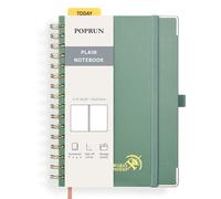 POPRUN Spiral Bullet Blank Journal Notebook, [A5 Size] - 120 Gsm Thick Paper, 141 Numbered Pages, Wirebound Notepad for Sketch Men & Women with Pocket, Index Tabs, 8 Perforated Sheets, Midnight Green