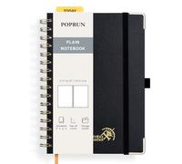 POPRUN Spiral Bullet Blank Journal Notebook, [A5 Size] - 120 Gsm Thick Paper, 141 Numbered Pages, Wirebound Notepad for Sketch Men & Women with Pocket, Index Tabs, 8 Perforated Sheets, Black