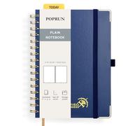 POPRUN Spiral Bullet Blank Journal Notebook, [A5 Size] - 120 Gsm Thick Paper, 141 Numbered Pages, Wirebound Notepad for Sketch Men & Women with Pocket, Index Tabs, 8 Perforated Sheets, Navy blue