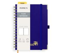 POPRUN Spiral Bullet Blank Journal Notebook, [A5 Size] - 120 Gsm Thick Paper, 141 Numbered Pages, Wirebound Notepad for Sketch Men & Women with Pocket, Index Tabs, 8 Perforated Sheets, Royal blue