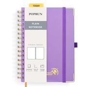 POPRUN Spiral Bullet Blank Journal Notebook, [A5 Size] - 120 Gsm Thick Paper, 141 Numbered Pages, Wirebound Notepad for Sketch Men & Women with Pocket, Index Tabs, 8 Perforated Sheets, Violet