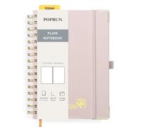 POPRUN Spiral Bullet Blank Journal Notebook, [A5 Size] - 120 Gsm Thick Paper, 141 Numbered Pages, Wirebound Notepad for Sketch Men & Women with Pocket, Index Tabs, 8 Perforated Sheets, Light Pink