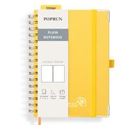 POPRUN Spiral Bullet Blank Journal Notebook, [A5 Size] - 120 Gsm Thick Paper, 141 Numbered Pages, Wirebound Notepad for Sketch Men & Women with Pocket, Index Tabs, 8 Perforated Sheets, Light Yellow