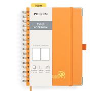 POPRUN Spiral Bullet Blank Journal Notebook, [A5 Size] - 120 Gsm Thick Paper, 141 Numbered Pages, Wirebound Notepad for Sketch Men & Women with Pocket, Index Tabs, 8 Perforated Sheets, Orange